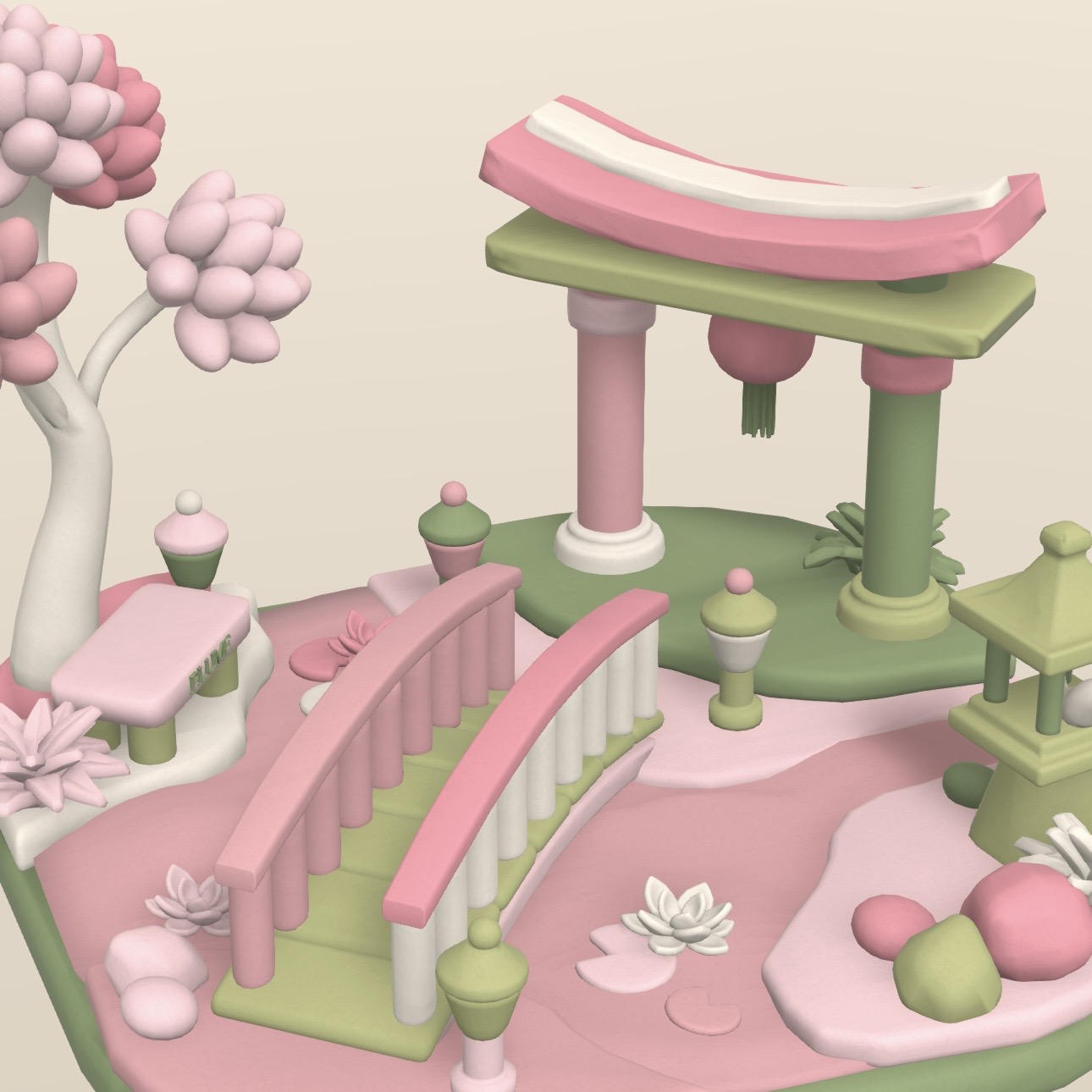 Pink torii gates with cherry blossoms